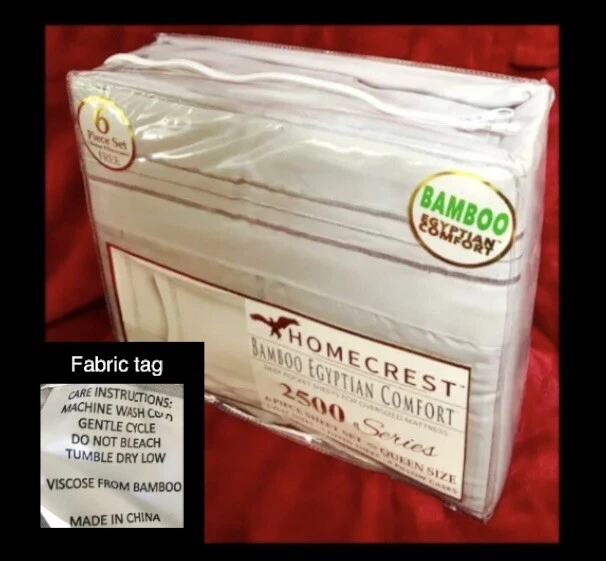 Homecrest Egyptian Comfort 2500 Series 6pc Sheet Set QUEEN, 100% Bamboo Viscose - Image 2 of 4