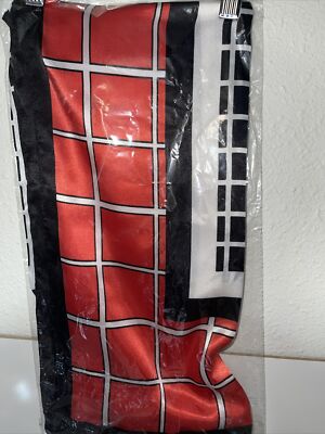 Mosi Vintage Large Silk Checker Pattern Red Black White 3 x3 