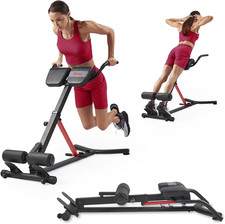 Sunny Health Fitness Foldable Hyperextension Roman Chair W/Back Extension, Hom