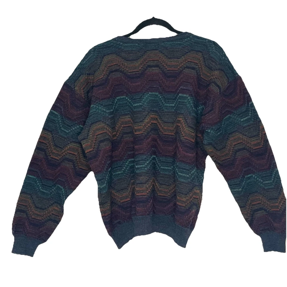 Triscots St Raphael Vintage Geo 3D Grandpa Sweater Pull Over Mens Size XL Merino - Image 2 of 4