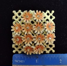 Yellow And Orange Vintage Enamel Daisy Pin