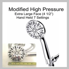 Modified High Pressure Shower Head Hand Held 7 Sprays 10.5gpm Xtra Large Head