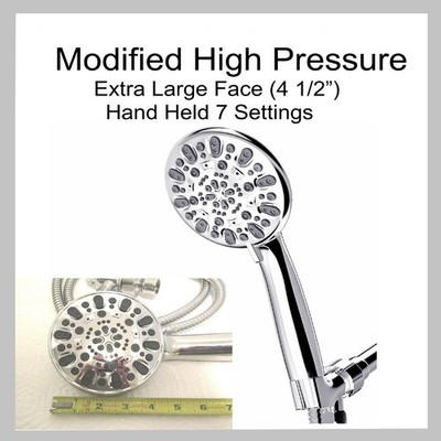 Modified High Pressure Shower Head Hand Held 7 Sprays 10.5gpm Xtra Large Head