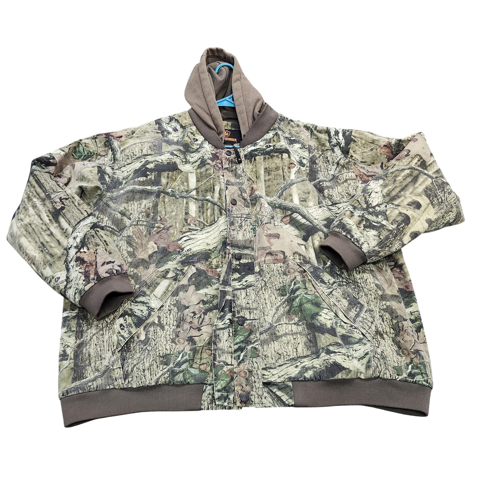 Game Winner Jacket Mens 3XL Green Camo Canvas Hooded Full Zip Quilted Hunting