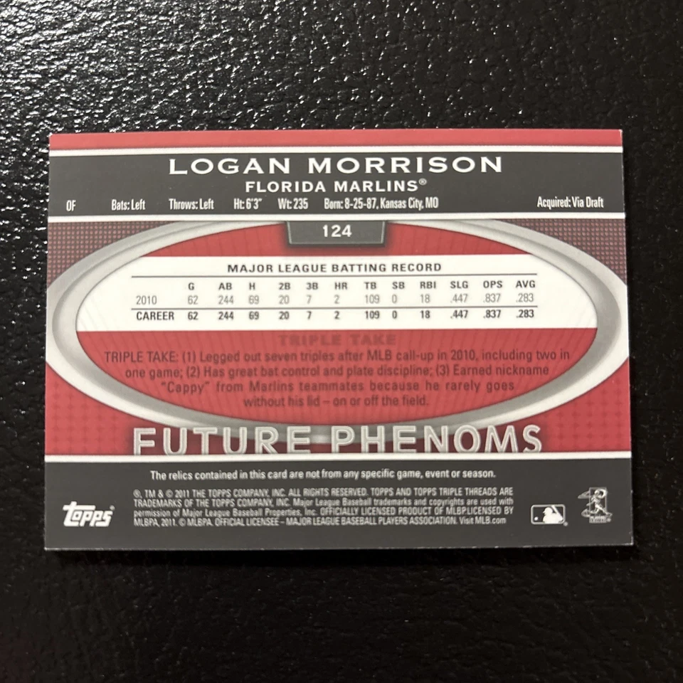 2011 Topps Triple Threads Future Phenoms 17/99 Logan Morrison Auto #124 TM2 - Image 2 of 2