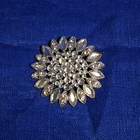 Vintage Silver Tone Rhinestone Flower Pin Brooch Costume Jewelry