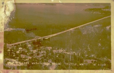 1940s Lake Washington Floating Bridge Seattle WA Real Photo Postcard