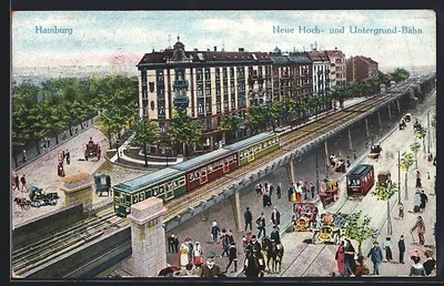 Hamburg-Eppendorf, Neue Hoch- & Untergrund-Bahn, Ansichtskarte 1915 