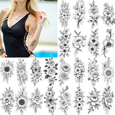 9pcs Temporary Tattoo Waterproof Long-lasting Body Stickers Orchid Branch
