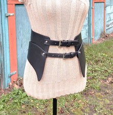 Vintage Belt Wide Black Cinch with Double Buckle Straps 1980s