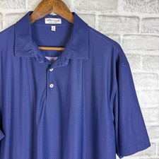 Peter Millar Summer Comfort Mens XL Blue WINE AOP Performance Polo Shirt Golf