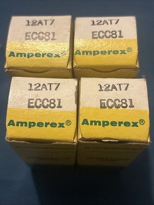 Quad (4) Date Matched Amperex 12AT7 ECC81 Orange Globe Germany Preamp Amp Tubes