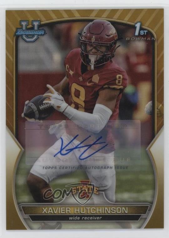 2022 Bowman U Chrome Prospect Gold Lava Refractor 30/50 Xavier Hutchinson Auto