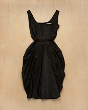 Prada Draped Silk Cocktail Dress Sculptural Pleated Black IT 42