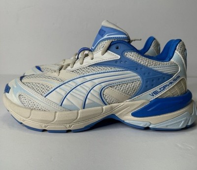  Puma men's Velophasis Technisch Men's Snekers Off White/Blue 8.5 Retro Running 