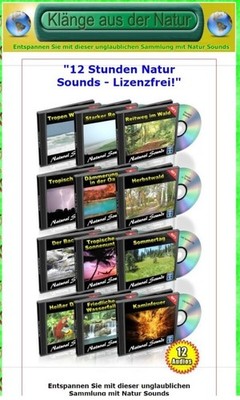 Naturklänge 12 Stunden mp3 plus Bonus -  mit Verkaufsseite und MRR Lizenz