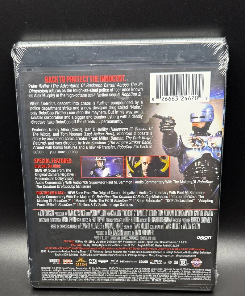 ROBOCOP 2 SHOUT! FACTORY US EXCLUSIVE DOLBY VISION 4K UHD BLU-RAY *SEALED* - Image 2 of 4