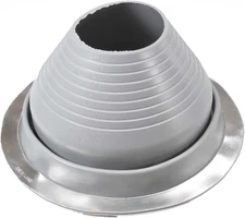 #6 round Silicone Metal Roof Pipe Flashing Boot - Fits 5" - 9" Pipe OD - Gray (M
