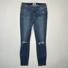 PAIGE Verdugo Ankle Skinny Jeans Distressed Blue 27 Mid-Rise 90s Minimalist