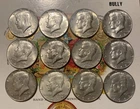 US Silver Coins 40% Kennedy Half Dollar Coins (12) Total