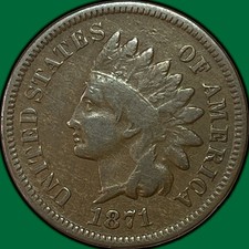 1871 Indian Head Cent Fine F Coin #41621