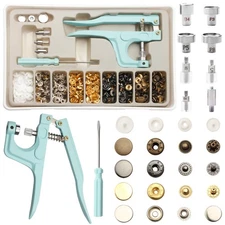 YUSBUTON Snap Button Kit - Metal & Plastic Buttons with Fastener Pliers black