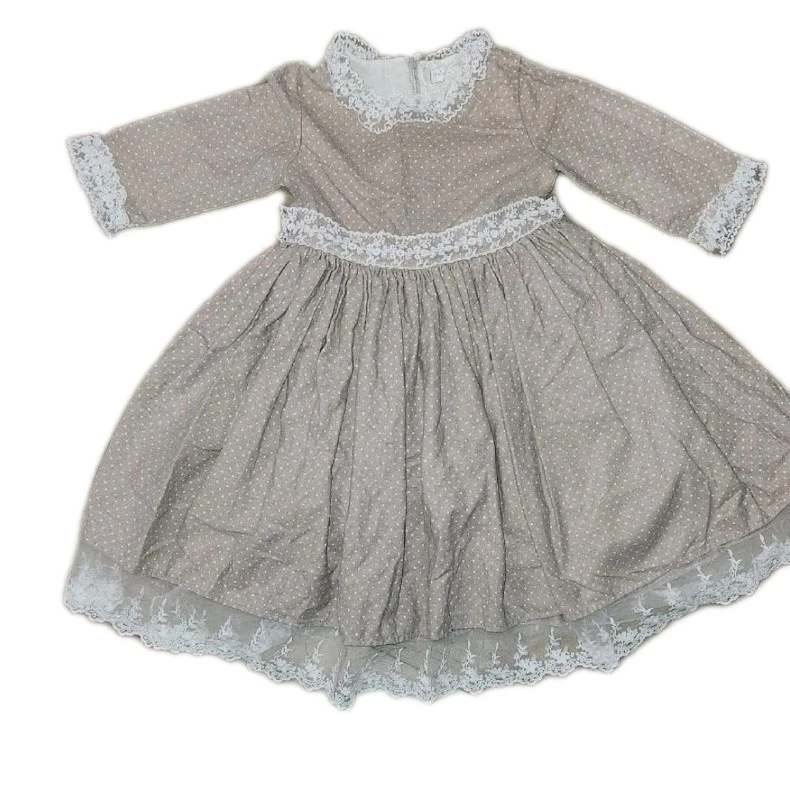 Vestido Trish Scully Niñas Talla 8 Beige Punto Algodón Nuevo Foto 2 de 4