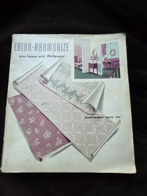 Vtg 1941 Montgomery Ward Wallpaper Sample Catalog Book Home Decor 90p  9x8''