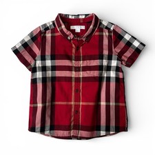 Burberry Short Sleeve Red Plaid Shirt 2-3 Years