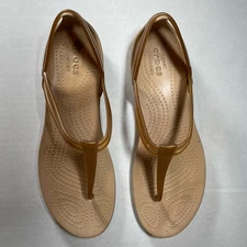Crocs Isabella Sandals Womens 9 Bronze Jelly T Strap Slip On Thong Comfort Flats