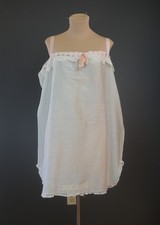 Vintage Pale Blue Lingerie Teddy, Chemise Lace  Pink Silk Ribbon, 1920s issues