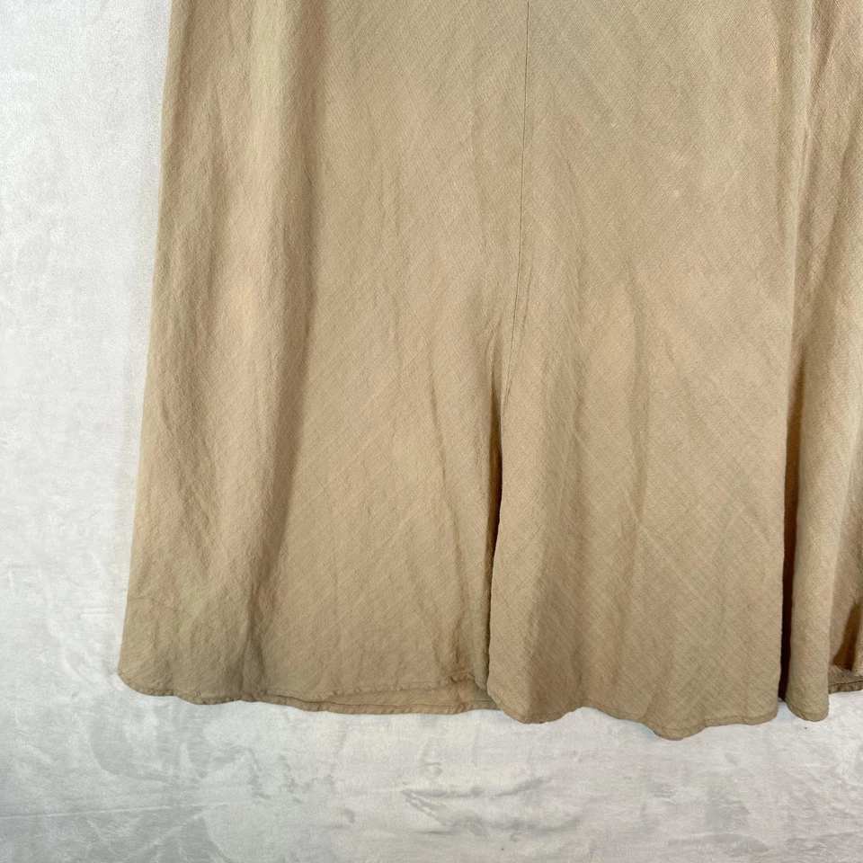 Falda Eileen Fisher Mujer L Beige Mezcla de Lino Mínima Midi Silenciosa Lujo Pull On Foto 4 de 4