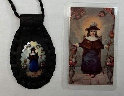 Child Atocha Black Leather Scapular/Escapulario Negro Cuero Collar Nino Atocha