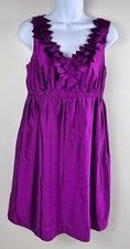 ANN TAYLOR LOFT Women's Dress Elastic Waist Sleeveless V-Neck Magenta.Size 2