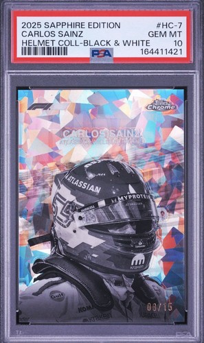Carlos Sainz [Black White] #HC-7 2025 Topps Chrome Sapphire Formula 1 Helmet Collection card