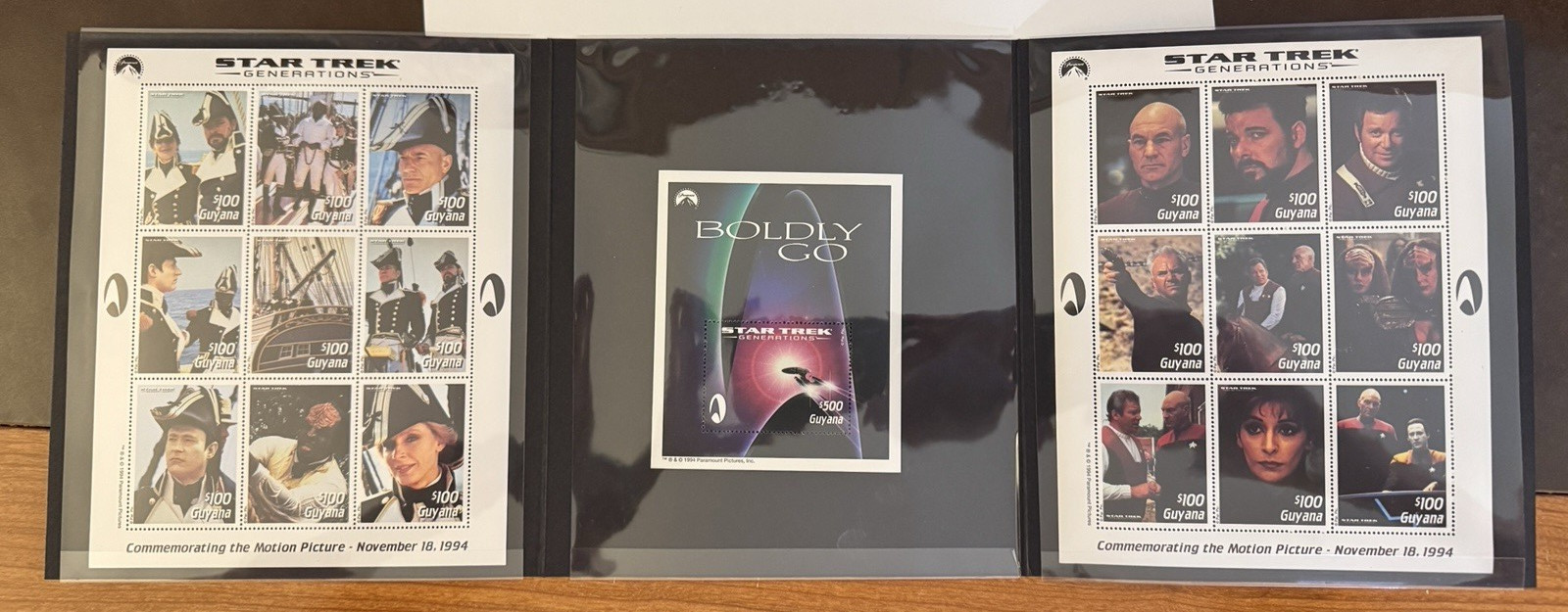 1994 STAR TREK GENERATIONS BOLDY GO STAMP FOLIO with COA  NIP