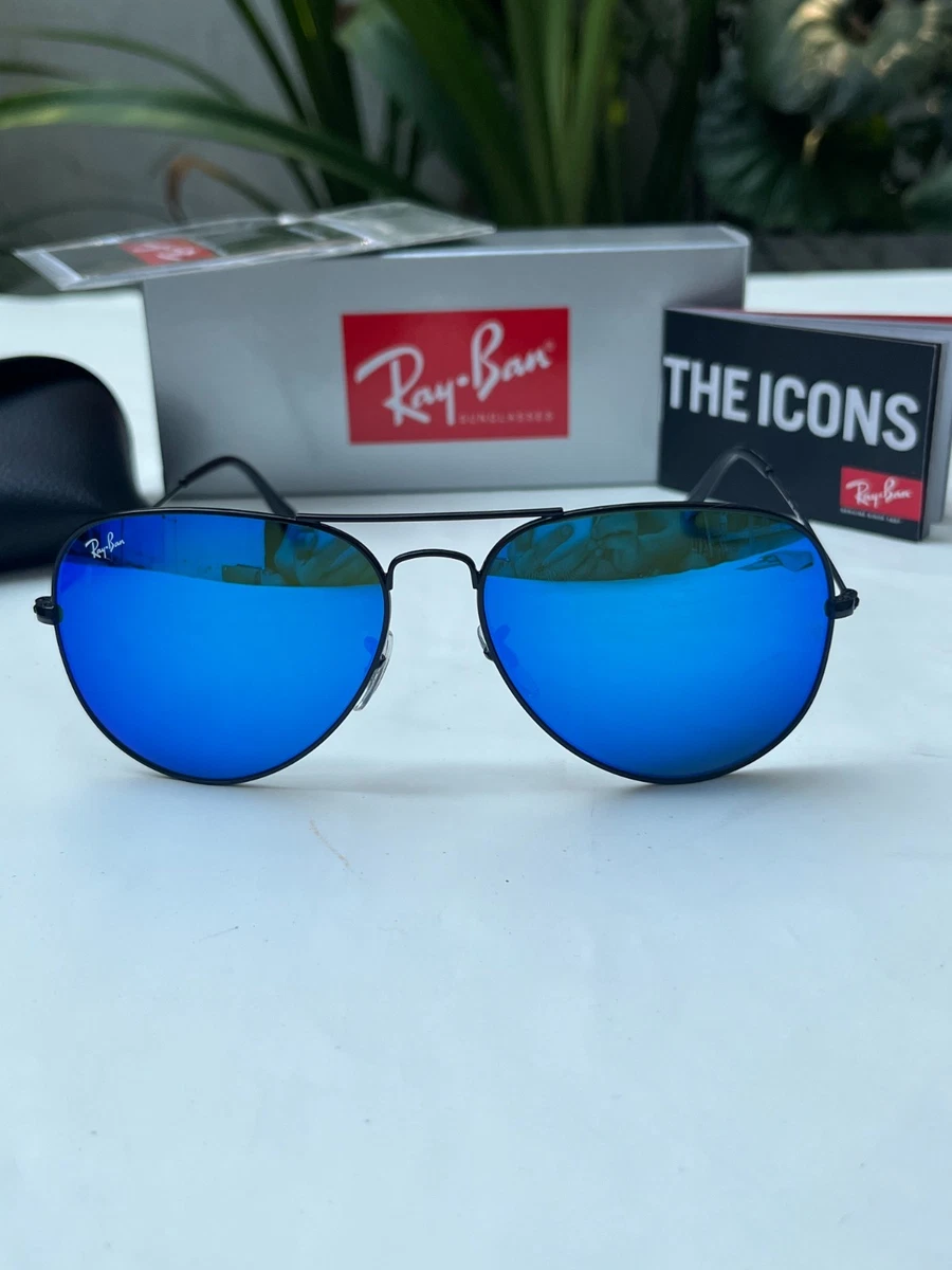 Ray-Ban Black Aviator Mirrored Sunglasses for Men for sale | eBay
