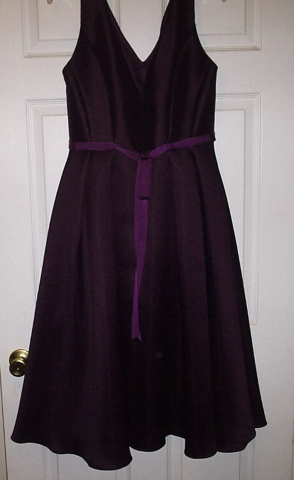 Vestido semiformal Oleg Cassini berenjena cuello en V espalda en V talla 14 ENVÍO GRATUITO Foto 3 de 4