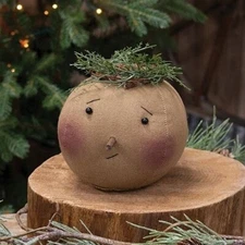 NEW PRIMITIVE SNOWMAN DOLL SNOWGIRL HEAD Christmas 4.5"W Tea Stained Winter