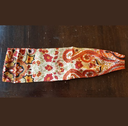 Talbot's Silk Paisley Scarf Sash Belt with Leather Tabs Sz L - Picture 4 of 7