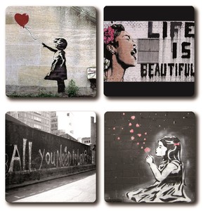 Banksy Art 4 Piece Coaster Sets Ebay