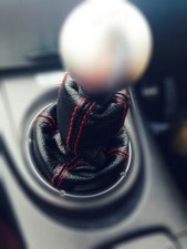 Gear Stick Gaiter For Honda Civic Type R FN2 06-2012 Black Leather Red Stitching