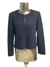 Bianca Jacket Size Small 10 Navy Fleece Knit Womens Coat New Eu38 Rrp £100