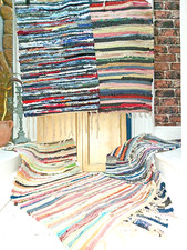 A SET OF FOUR DARI HANDWOVEN CHINDI RUGS  FROM INDIA 50CMS X 90CMS
