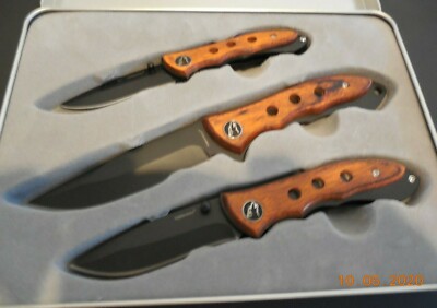 TimberWolf Rancher's 3pc. Range Knife Collection- 1 Fixed,2 Folding blades