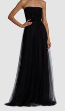1090 Chiara Boni La Petite Robe Women's Black Floral Mesh Strapless Gown Size 6