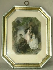ANTIQUE "AMERICA" DRAWN by W. PERRING ENGRAVED by W.H. MOTE , FRAMED
