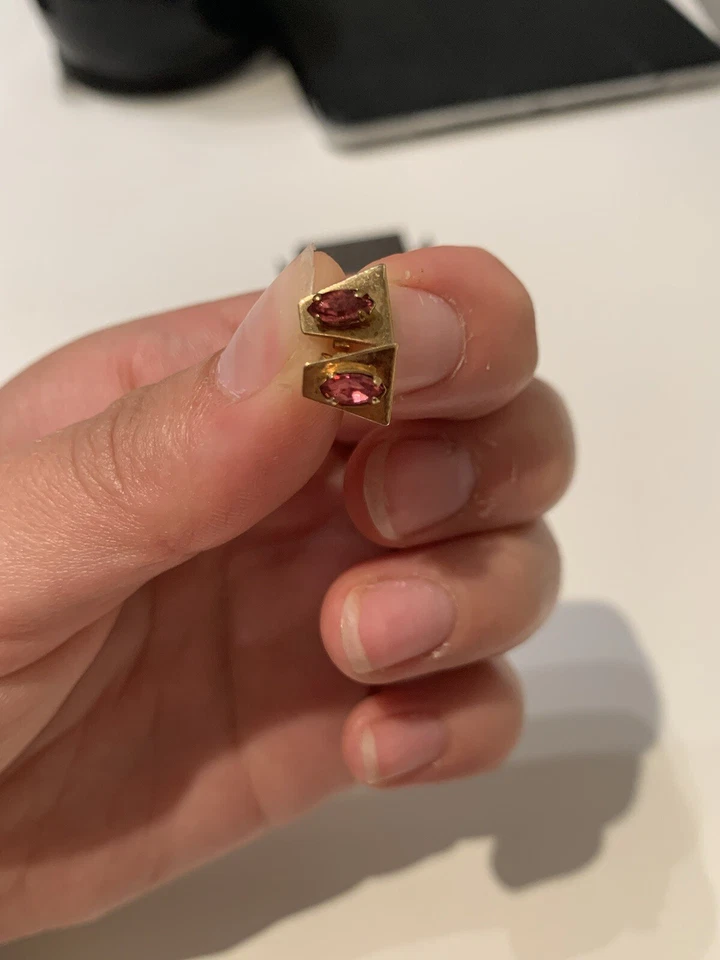 Juego De Pendientes Y Collar Turmalina Rosa, Chapado En Oro 12K Foto 4 de 4