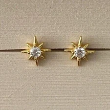 0.50Ct Round Cut Natural Diamond Women's Star Stud Earrings in 14K Yellow Gold