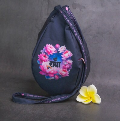 Sri Radhe with Lotus japa bag, Hare Krishna, Krishna Prayer bag